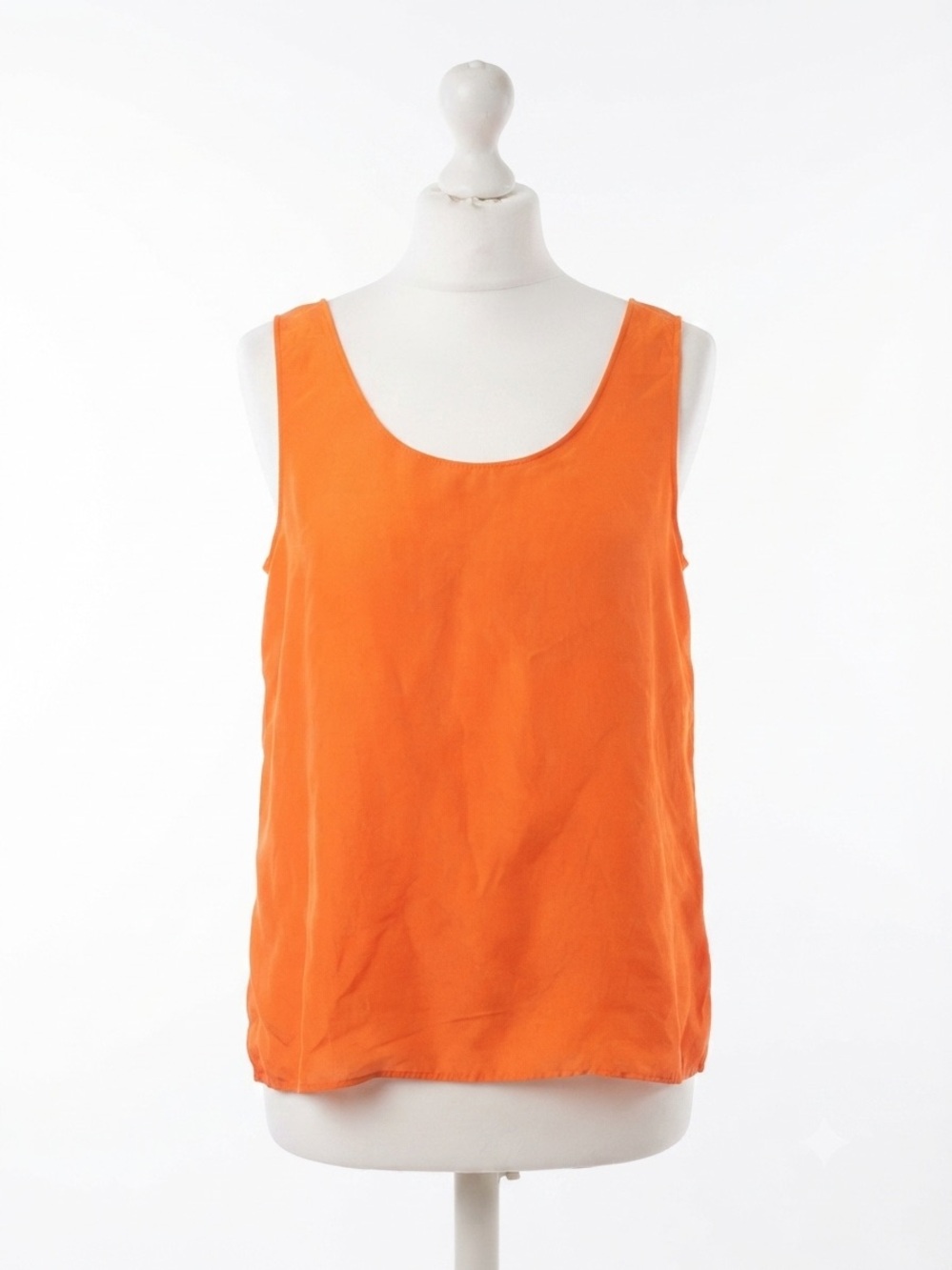 Vintage 100% Washable Silk Bright Orange Tank Top Size Large